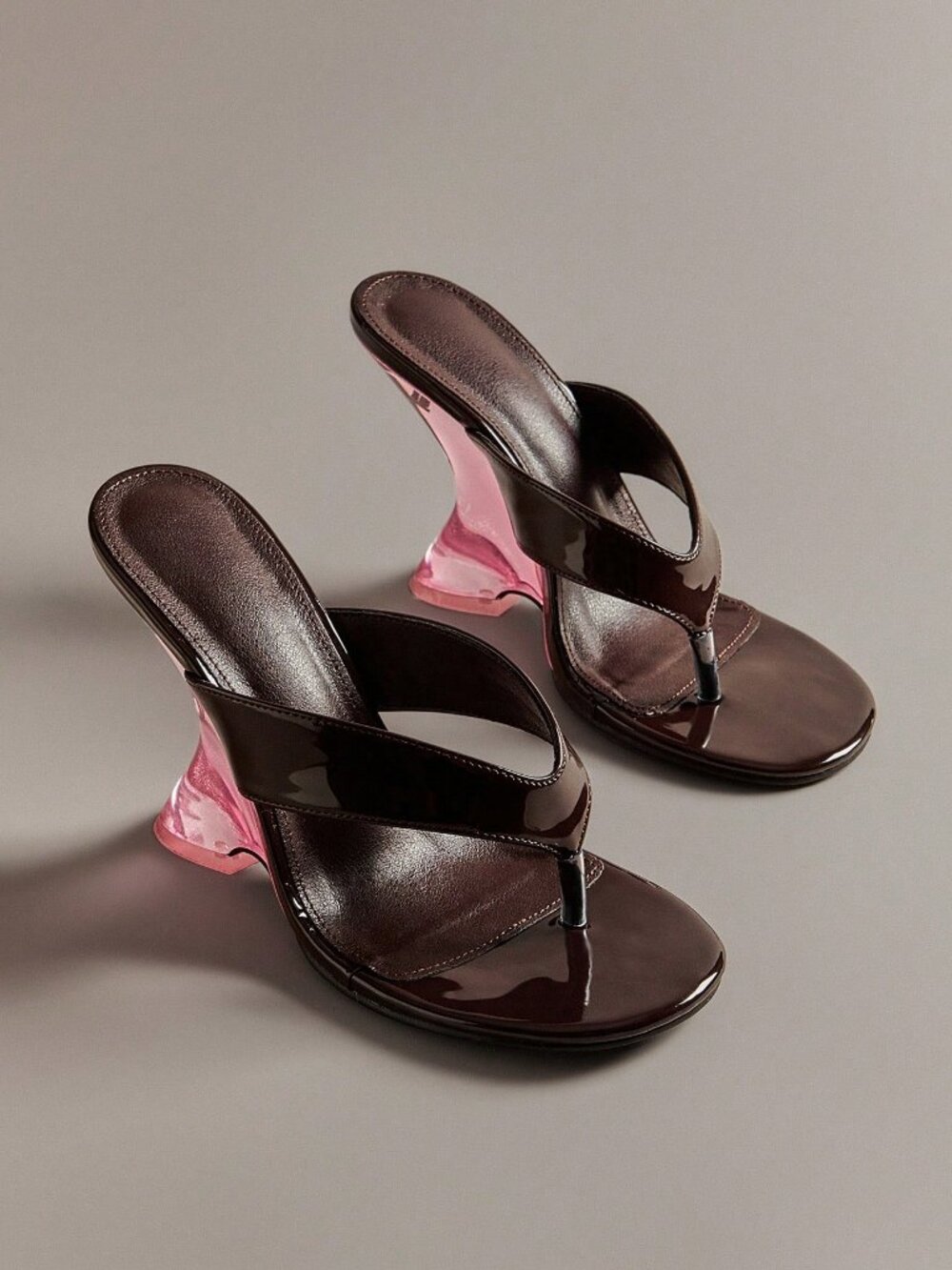 Brown Women's Fashionable Casual Sandals With Pink Acrylic Wedge